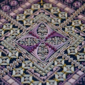 Lavender Cross Stitch Ornament pattern pdf - Blackwork Ornament Embroidery Pincushion Cross Stitch Pillow Cross Stitch Biscornu dmc pattern