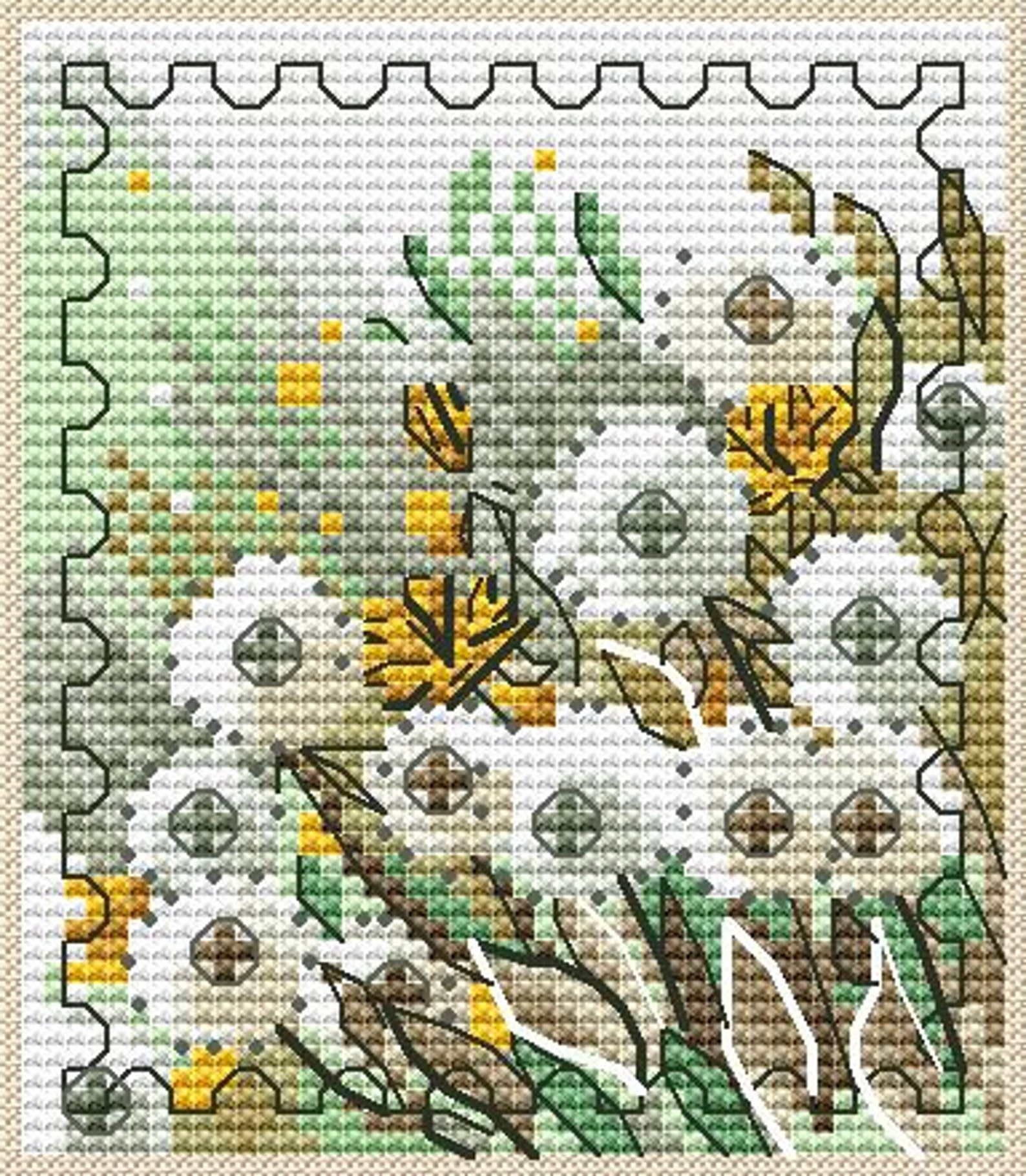 Postal Spring Postal Sampler Cross Stitch Nature Pattern Pdf - Spring Stamps Cross ...