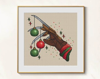 Horror Cross Stitch Christmas Pattern Pdf  - Xmas cross stitch funny embroidery gothic needlepoint cross stitch Xmas chart