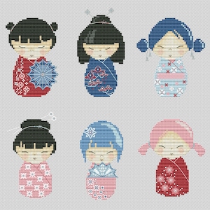 Chinese Dolls Cross stitch sampler pattern pdf - National China embroidery easy cross stitch baby embroidery plastic canvas cross stitch dmc