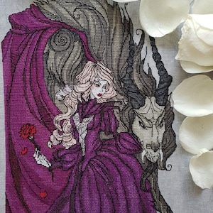 Beauty and the Beast cross stitch gothic pattern pdf - Belle cross stitch beast gothic princess embroidery belle beast needlepoint dmc chart