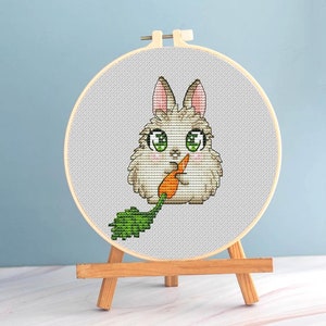 Angora Rabbit cross stitch carrot pattern pdf - Funny Cross Stitch angora rabbit embroidery easy cross stitch baby Angora rabbit dmc chart