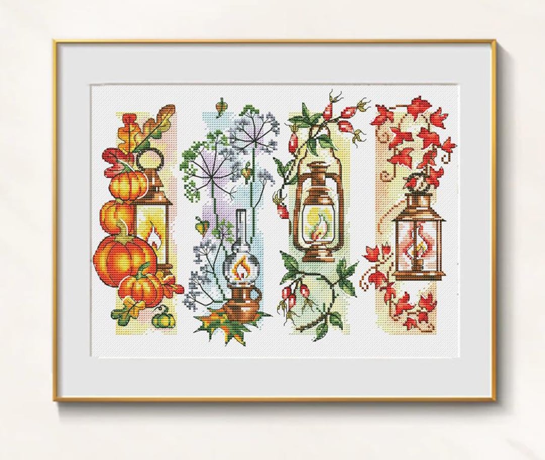 Autumn Mood Cross Stitch Garden Pattern Pdf - Home Light Embroidery ...