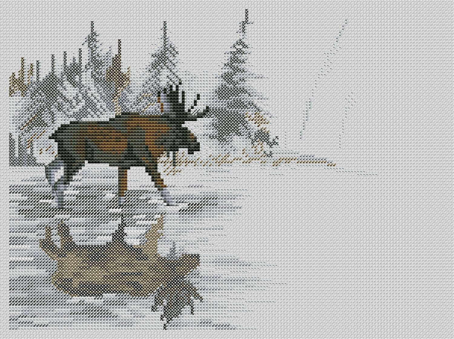 Elk Cross Stitch Blackwork Pattern Pdf - Noir Cross Stitch Blackwork ...