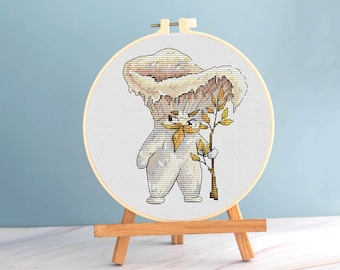 Milk-cap mushroom cross stitch pattern pdf - Woodland tale cross stitch Penny Bun fairy embroidery folk tale cross stitch dmc needlepoint