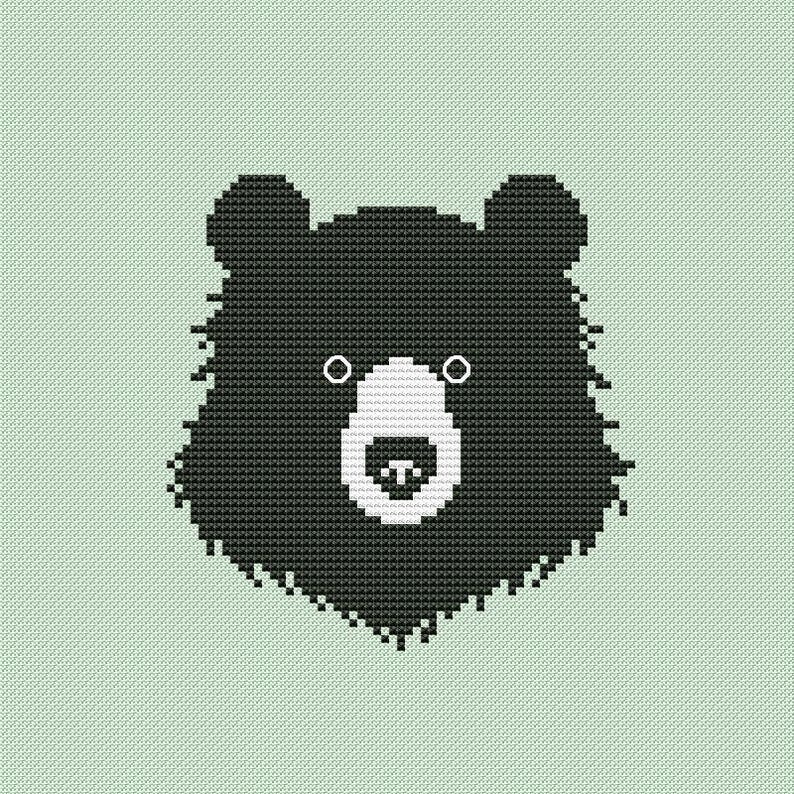 Bear Head Cross Stitch Realistic Pattern Pdf -forest Bear Cross Stitch ...