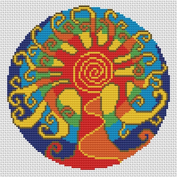 マンダラ クロスステッチ ツリー パターン pdf - 木の根 刺繍 インド