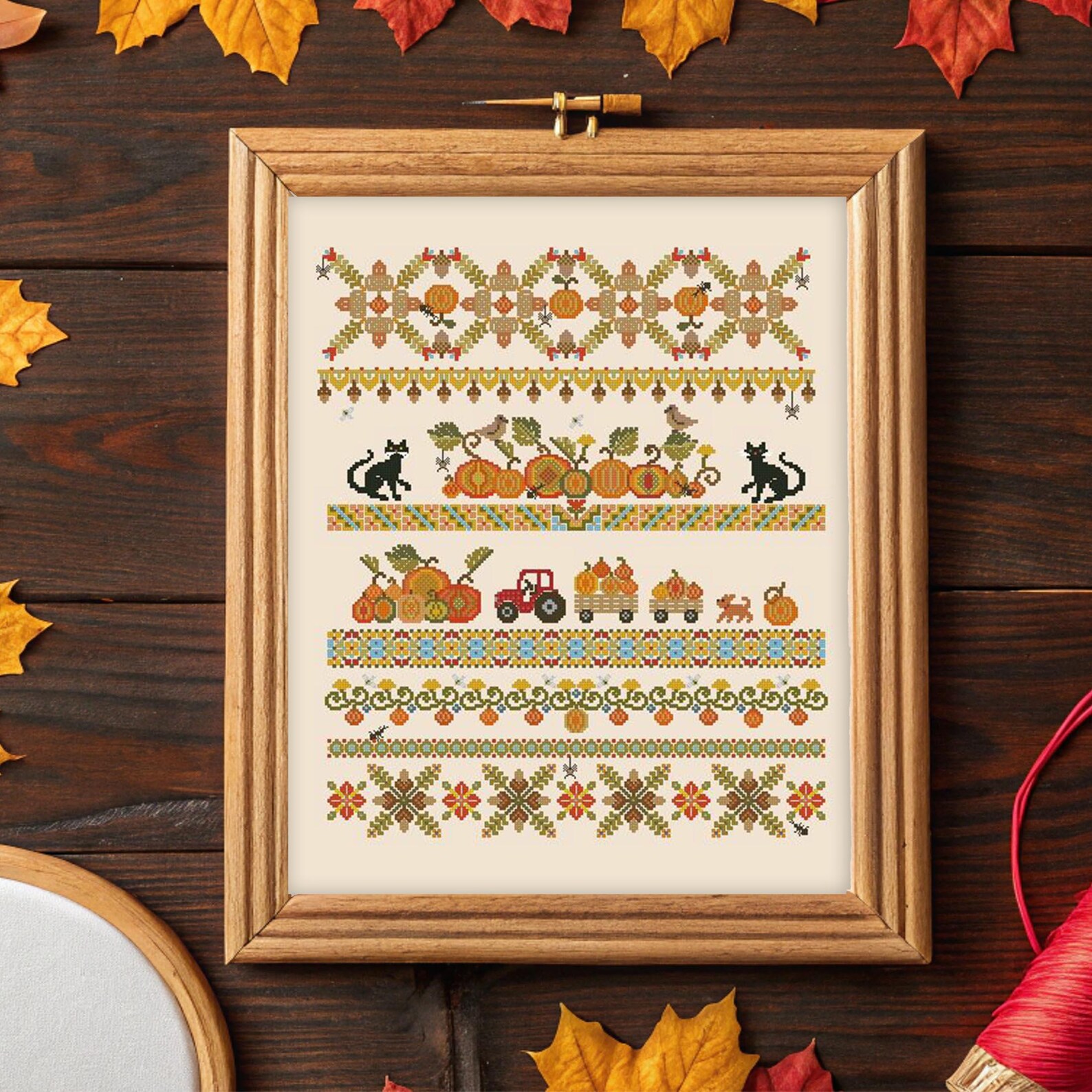 Autumn Sampler Cross Stitch Blackwork Pattern Pdf Victorian Cross ...