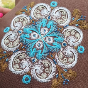Azure Biscornu Cross Stitch Flower pattern pdf - Cushion Embroidery Cross Stitch Biscornu Blackwork pincushion Cross Stitch Floral whitework