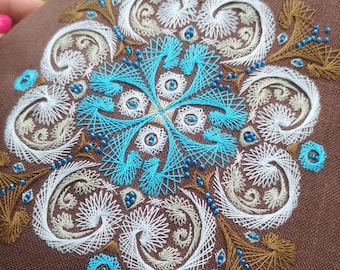 Azure Biscornu Cross Stitch Flower pattern pdf - Cushion Embroidery Cross Stitch Biscornu Blackwork pincushion Cross Stitch Floral whitework