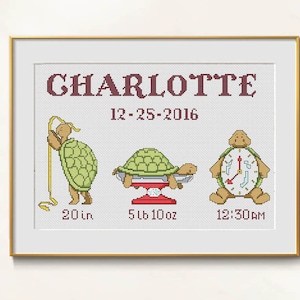 Baby cross stitch girl birth sampler pattern pdf - new baby announcement birth record embroidery baby girl name cross stitch new baby custom
