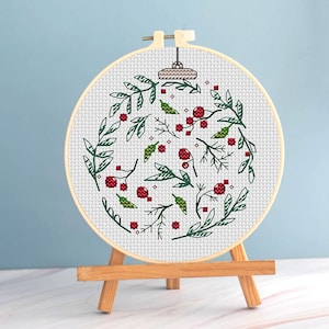 Christmas Bauble Cross Stitch Winter Pattern Pdf  - Xmas ornament cross stitch minimalist embroidery easy christmas card cross stitch dmc