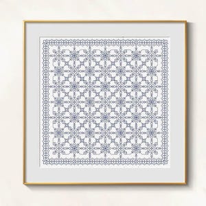 Blackwork Sampler Pattern, Geometric Embroidery PDF, Monochrome Border Chart, Counted Blackwork Design image 3