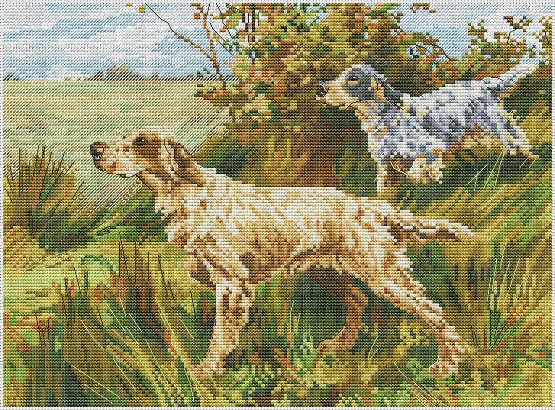 Hunting Dogs Patterns Hunting Cross Stitch Dogs Pattern Pdf - Fireplace Cross Stitch ...