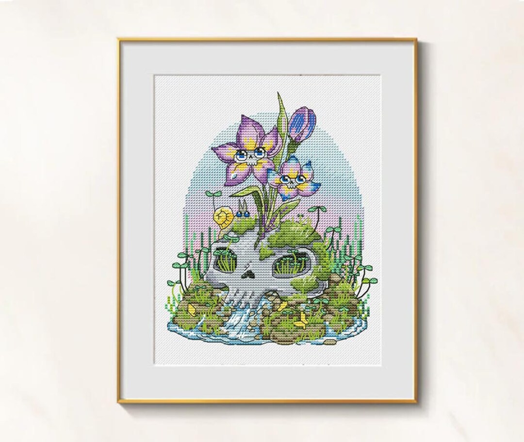 Skull Cross Stitch Floral Pattern Pdf Sci Fi Cross Stitch Skull ...
