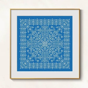 Whitework Cross Stitch Winter Ornament pattern- Snow Ornament Embroidery Snowflake Cross Stitch Pincushion Cross Stitch Biscornu blackwork