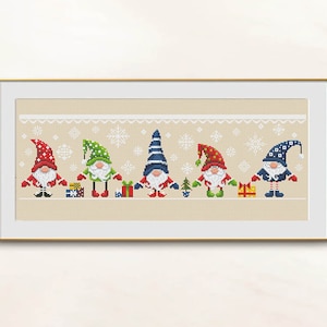 Gnomes Cross Stitch Christmas pattern pdf - Snow White Dwarfs Cross Stitch Fairy Embroidery Xmas Cross Stitch Christmas Gnomes dmc chart