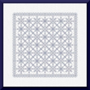 Blackwork Sampler Pattern, Geometric Embroidery PDF, Monochrome Border Chart, Counted Blackwork Design image 2
