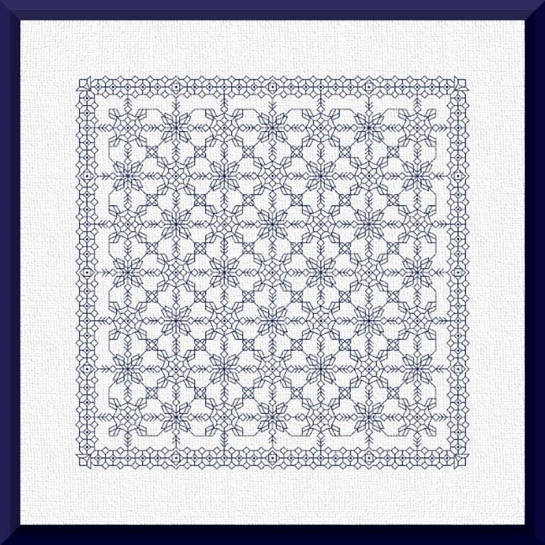 Blackwork Sampler Pattern, Geometric Embroidery PDF, Monochrome Border Chart, Counted Blackwork Design image 2