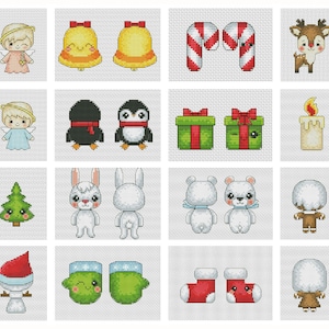 Christmas Cross stitch mini pattern pdf - Christmas Card embroidery cross stitch Xmas ornament embroidery Christmas ornament cross stitch