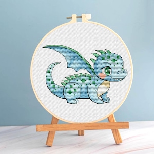 Dragon Cross stitch Baby Dinosaur pattern pdf - Blue Dragon cross stitch anime art embroidery fairy monster cross stitch baby dragon nursery