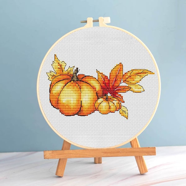 Pumpkin cross stitch blackwork pattern pdf - Autumn embroidery beginner cross stitch pumpkin fantasy embroidery halloween dmc needlepoint