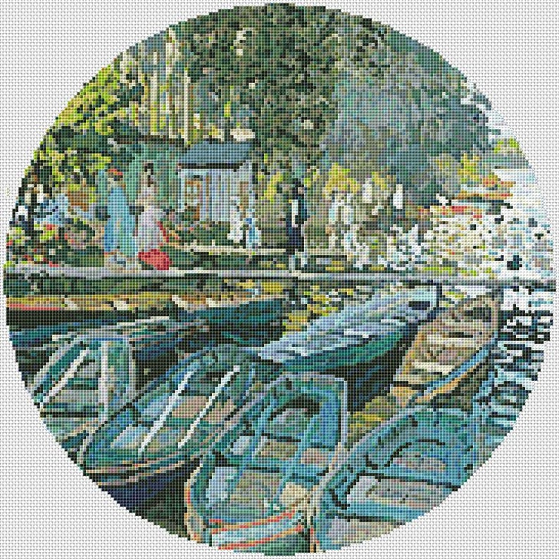 Claude Cross Stitch Boats Pdf Pattern Impressionist Etsy