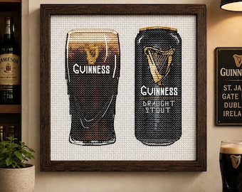Beer Cross Stitch Pattern PDF, Beer Glass Blackwork Chart, Home Bar Decor, Beer Lover Gift, Kitchen Cross Stitch Design
