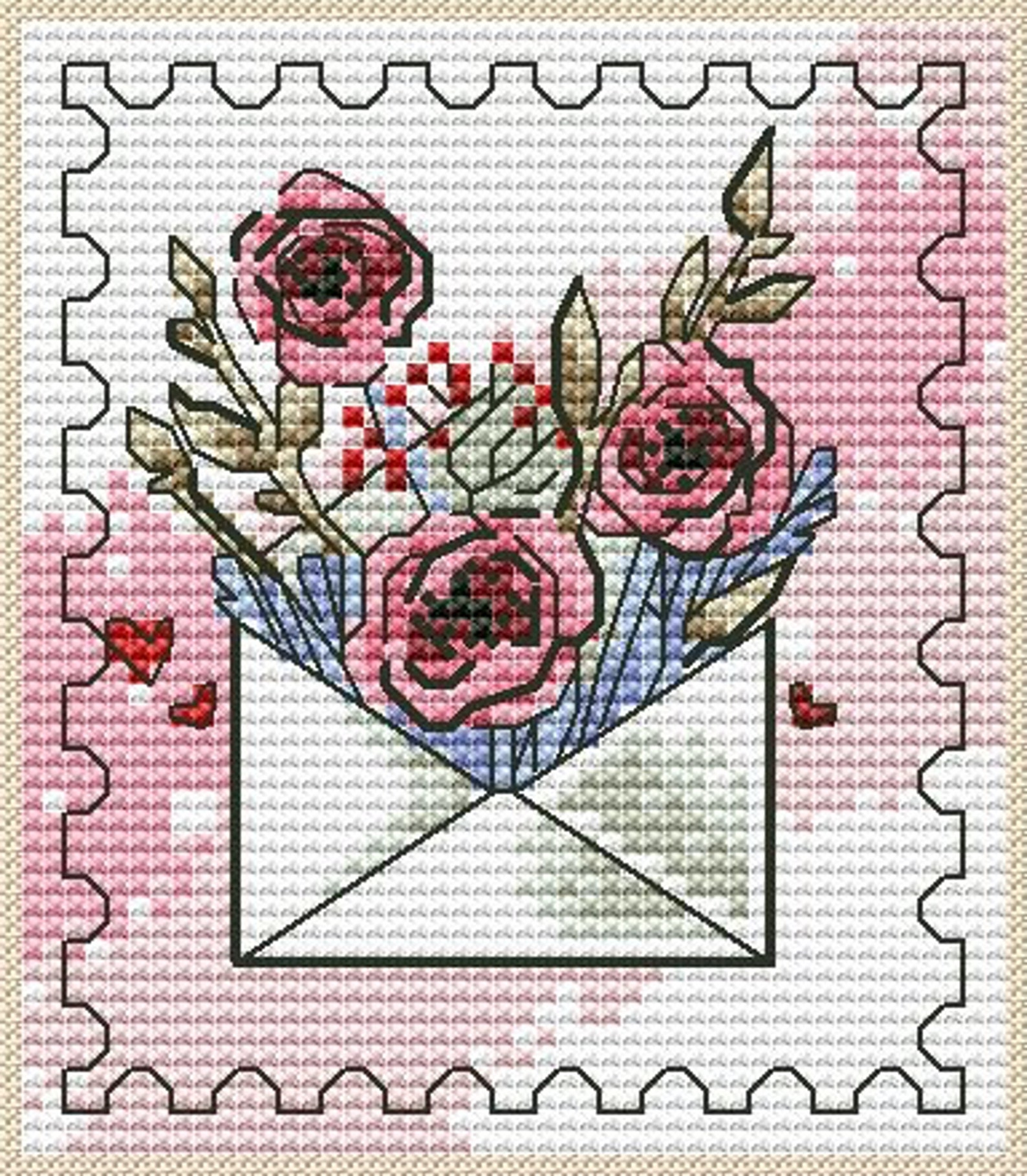Postal Spring Postal Sampler Cross Stitch Nature Pattern Pdf - Spring Stamps Cross ...
