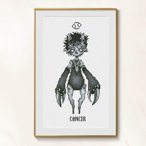 Cancer cross stitch zodiac pattern pdf - Blackwork cross stitch cancer horoscope cross stitch chinese zodiac embroidery gothic cancer chart