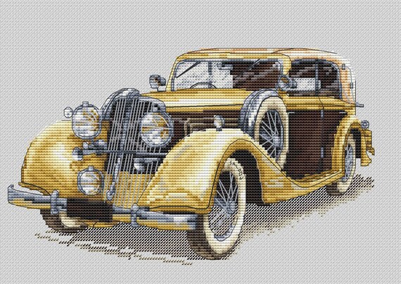 Retro Car Cross Stitch Vintage Pattern Pdf Old Automobile - Etsy