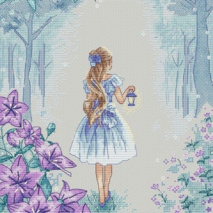 Alice in Wonderland cross stitch fairy land pattern pdf -Fairy tale cross stitch alice embroidery alice adventures needlepoint blackwork dmc
