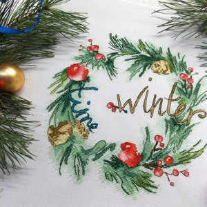 Christmas wreath Cross Stitch easy pattern pdf - Winter Embroidery Christmas Card Cross Stitch Winter Christmas pattern Vintage embroidery