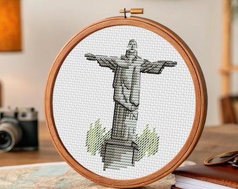 Christ the Redeemer Cross Stitch Brazil Pattern pdf – Christ Statue cross stitch Rio de Janeiro embroidery Travel cross stitch Christ Rio