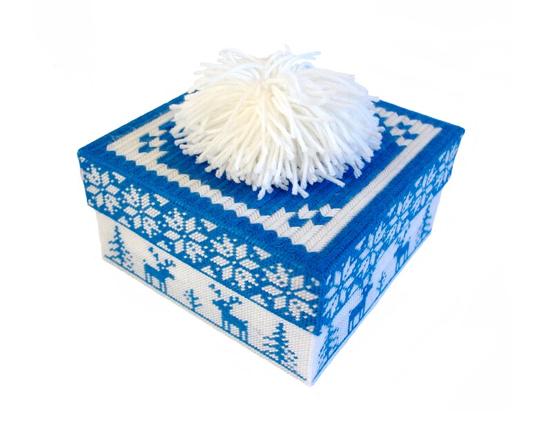 Christmas Box Plastic Canvas Cross Stitch Pattern - Xmas Box Easy ...