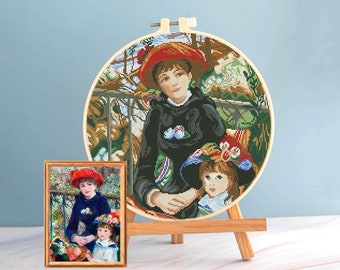 Renoir Kreuzstich Zwei Schwestern Muster pdf - Renoir Kreuzstich Mini-Meisterwerk Stickerei einfache runde Kreuzstich französische Kunst Renoir Lady