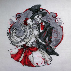 Wedding cross stitch skulls pattern pdf mexico cross stitch day dead skeletons wedding embroidery love cross stitch skulls heart blackwork