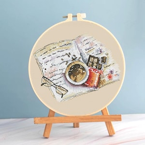 Coffee book cross stitch espresso pattern pdf - Chocolate embroidery mini cross stitch morning needlepoint coffee lover dmc pattern kitchen