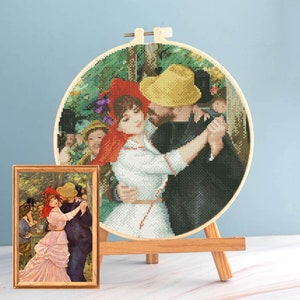 Renoir Cross Stitch Dance pattern pdf - Renoir cross stitch couple dance Bougival embroidery wedding gift round cross stitch French art dmc