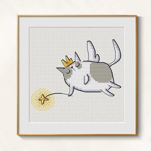 Angel cat Cross Stitch Funny Pattern pdf - Cute Cat cross stitch cat fairy embroidery easy cat needlepoint funny cat cross stitch beginner