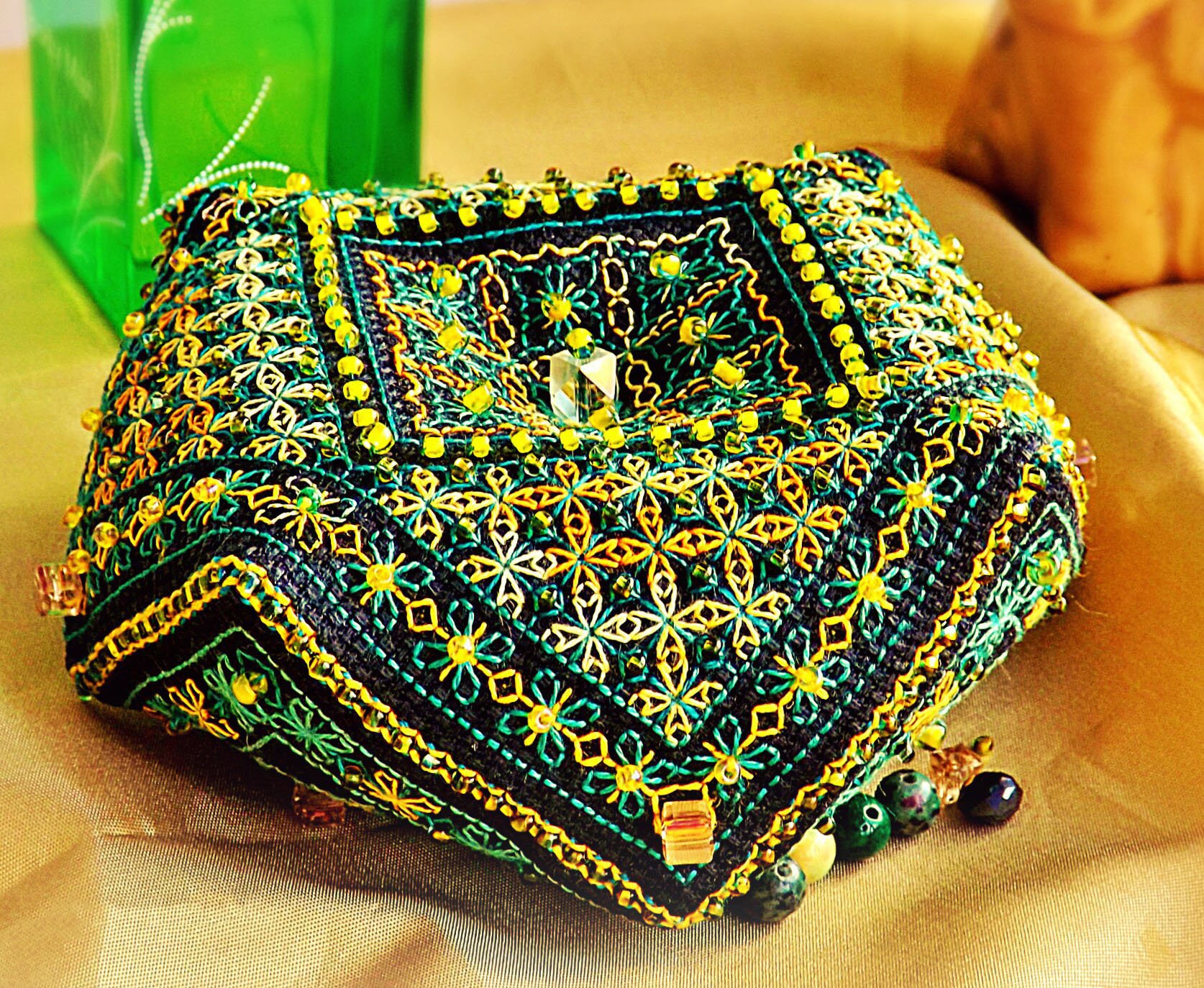 Biscornu Cross Stitch Emerald Pattern Pdf - Pin Cushion