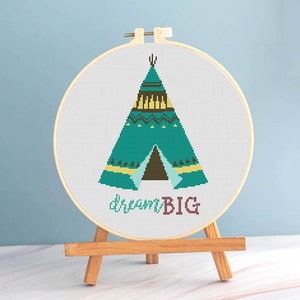 Easy Cross stitch Dream Big pattern pdf - Cute Baby Sampler embroidery minimalist cross stitch nursery embroidery inspirational cross stitch