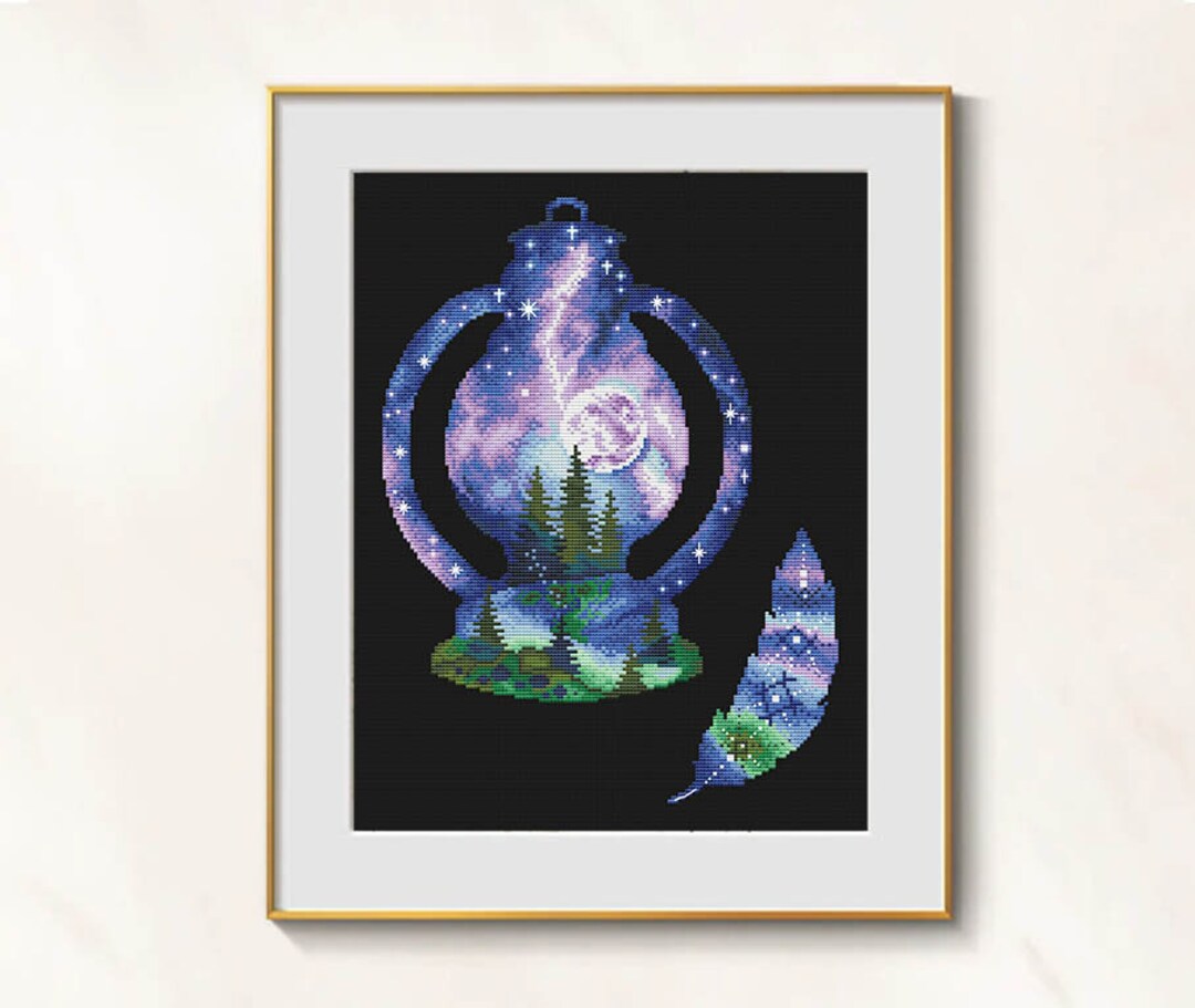 Magic Night Cross Stitch Forest Pattern Pdf - Galaxy Embroidery Night ...