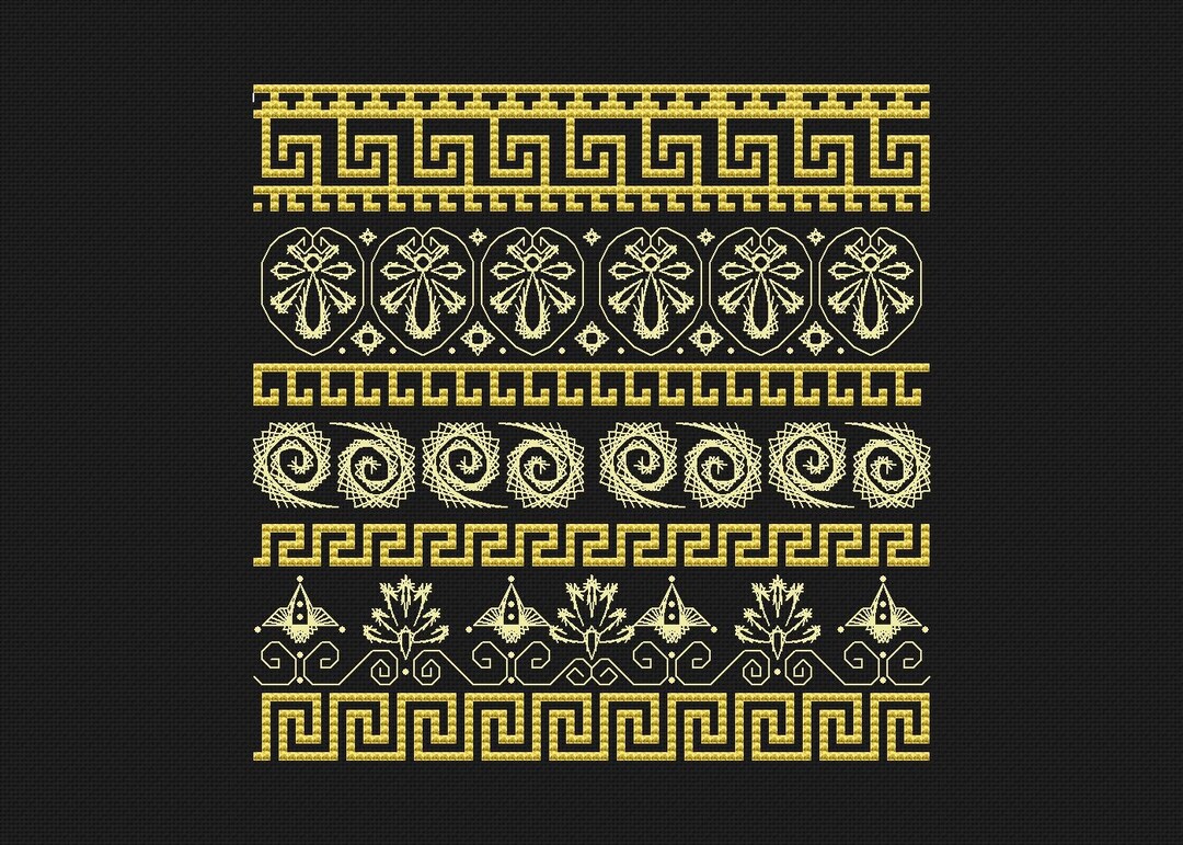 Greek Cross Stitch Ornament Pattern Pdf Gold Ornament Etsy