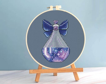 Häxkonst Korsstygn Flaskmönster pdf - Häxbroderi Magiskt Korsstygn Dryckesflaska Blackwork DMC-mönster Gotiskt Broderirymd