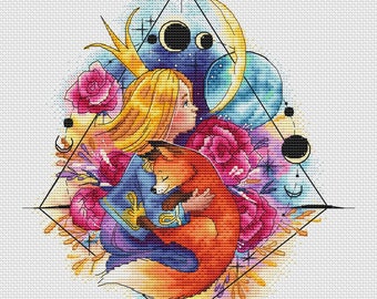 Little Prince cross stitch friend pattern pdf - Friends embroidery fairy tale needlepoint red fox cross stitch little prince saint exupery