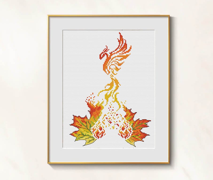 Phoenix Cross Stitch Fantasy Pattern Pdf - Phoenix Bird Hand