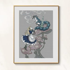 Alice Wonderland cross stitch Absalom pattern pdf - Mushrooms cross stitch alice embroidery alice in wonderland mushrooms needlepoint dmc