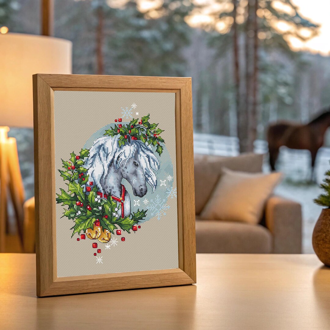 Horse Cross Stitch Christmas Pattern Pdf - Winter Story Embroidery Xmas ...