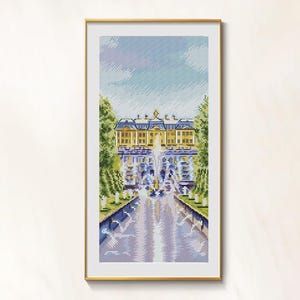 Versailles cross stitch palace pattern pdf - Fountains cross stitch royal park embroidery blackwork needlepoint versailles palace chart dmc
